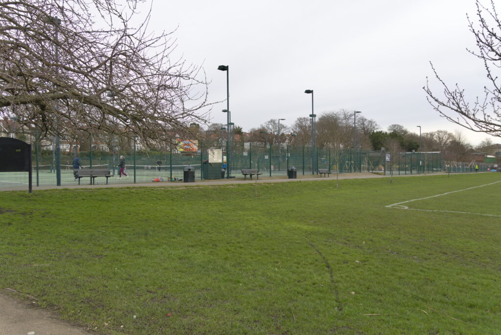 dismal tennis courts on a cold day